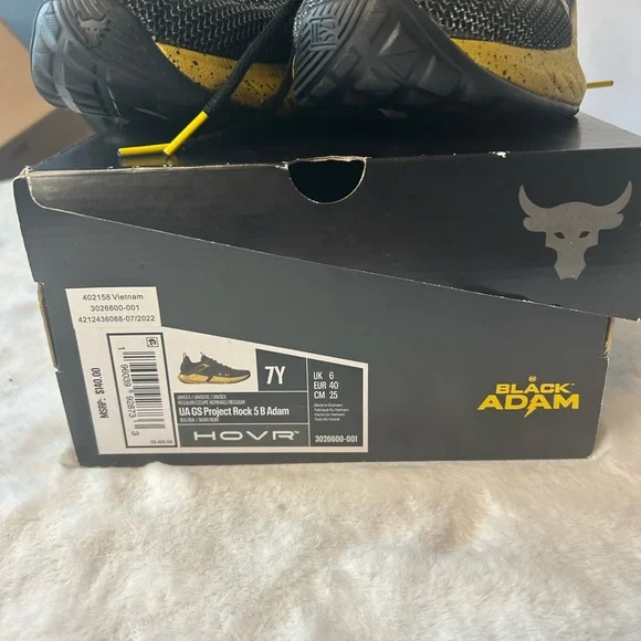 Under Armour Project Rock Shoes Anti Hero Black Yellow 7Y Womens 8.5 Black Adam - Picture 4 of 8